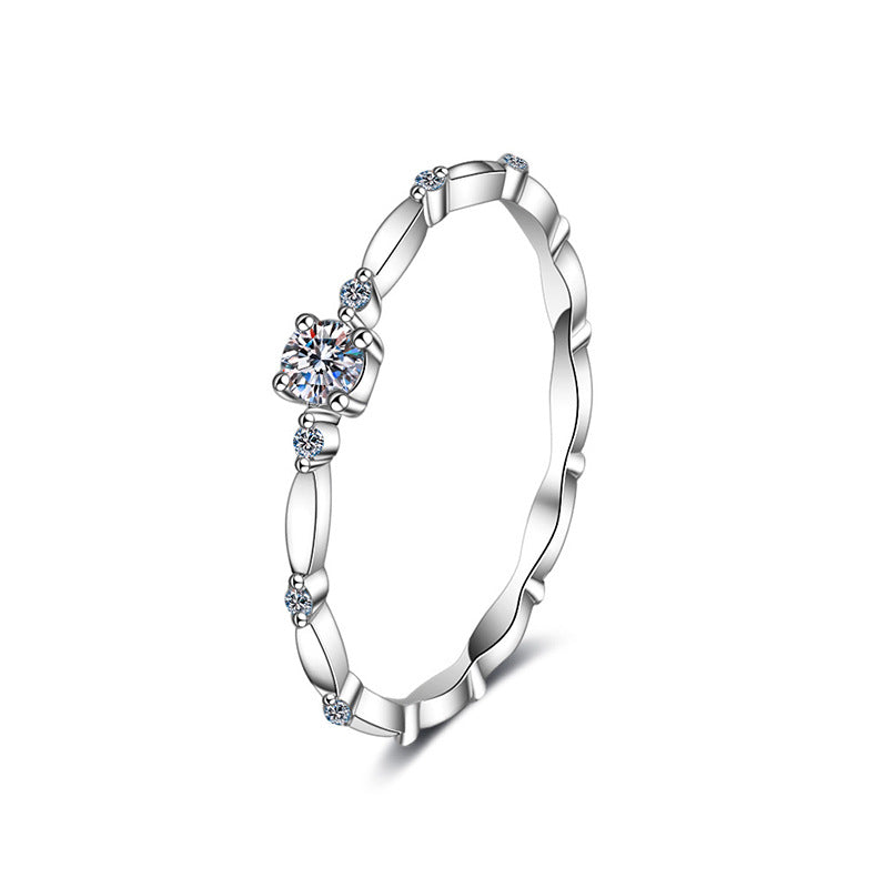S925 Sterling Silver Moissanite Wave Shape Ring