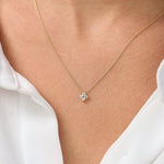 S925 Sterling Silver Plated 14K Gold Zircon Inlaid Four Leaf Clover Necklace