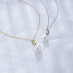 S925 Sterling Silver Zircon Pendant Pearl Necklace