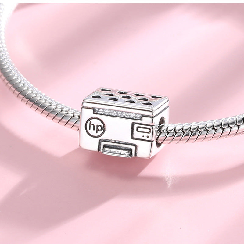 S925 Sterling Silver Printer Shape Bead Pendant