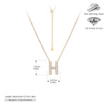 S925 Sterling Silver Simple Zircon Necklace with English Letters
