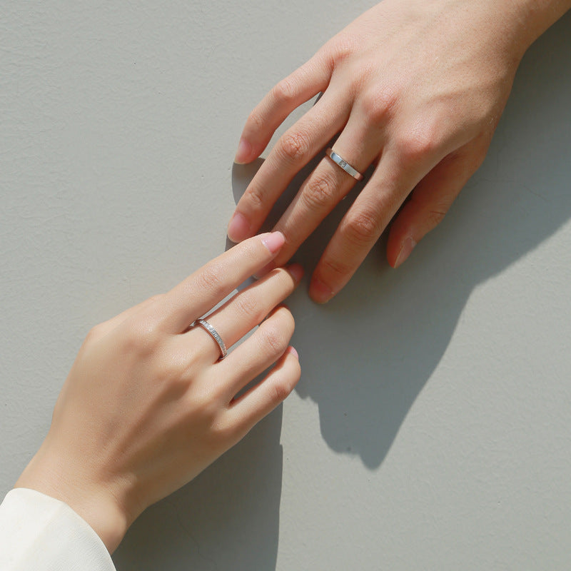 S925 Sterling Silver Moissanite Open-Band Couple's Rings