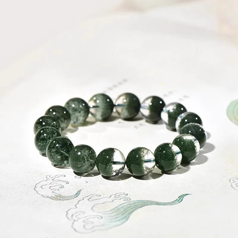 Natural Green Phantom Crystal Bracelet