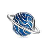 S925 Sterling Silver Blue Planet Bead Pendant