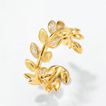 S925 Sterling Silver Gold-Plated Wheat Ear Zircon Ring