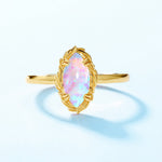 S925 Sterling Silver Gold-Plated Iridescent Opal Ring