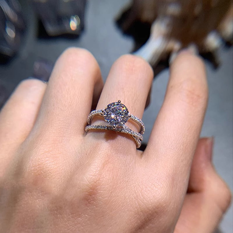 925 Sterling Silver Moissanite Three Lives Three Worlds Ring