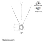 S925 Sterling Silver Simple Zircon Necklace with English Letters