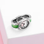 S925 Sterling Silver Mini Watch Beaded Pendant