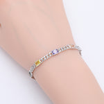 925 Sterling Silver Bracelet with Colorful Square Stones