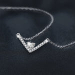 S925 Sterling Silver Moissanite V-Shaped Heart Necklace