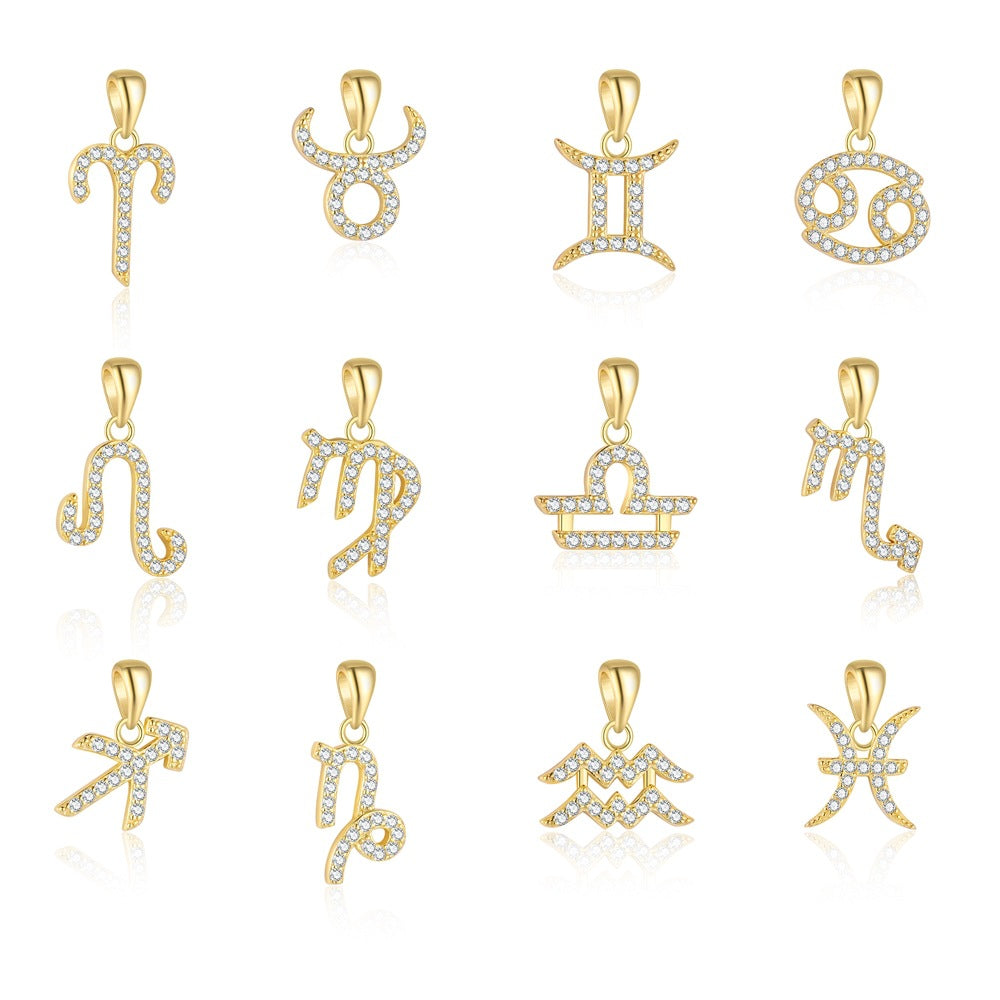 S925 Sterling Silver Zircon Zodiac Pendant