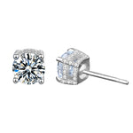 925 Sterling Silver Four-Prong Stud Earrings — Fully Set with Moissanite