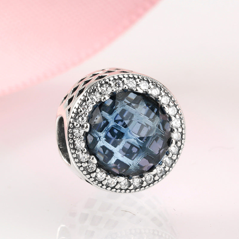 S925 Sterling Silver Beads Classic Color Zircon Snowflake Pendant