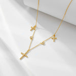 S925 Sterling Silver Zircon Inlaid Cross Necklace