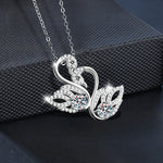 S925 Sterling Silver Moissanite Double Swan Pendant Necklace