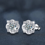 S925 Sterling Silver Moissanite Windmill Stud Earrings