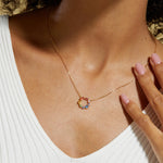 S925 Sterling Silver Gold-Plated Colored Zircon Pendant Necklace