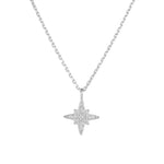 S925 Sterling Silver Full Zircon Inlaid Eight Awn Star Necklace