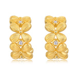 S925 Sterling Silver Gold Plated Vintage Court Style Flower Zircon Earrings