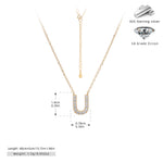 S925 Sterling Silver Simple Zircon Necklace with English Letters