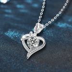 S925 Sterling Silver Heart-shaped Rose Moissanite Necklace
