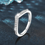 925 Sterling Silver V-Shaped Moissanite Ring