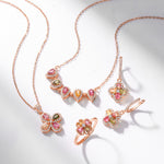 S925 Sterling Silver Four-Leaf Clover Colorful Tourmaline Pendant Necklace