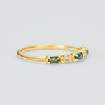 S925 Sterling Silver Gold-Plated Moss Agate Ring