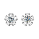 Summer Artistic-Style Moissanite Earrings — Cherry Blossom Studs for Women
