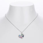 S925 Sterling Silver Heart Necklace Inlaid with Colored Zirconium