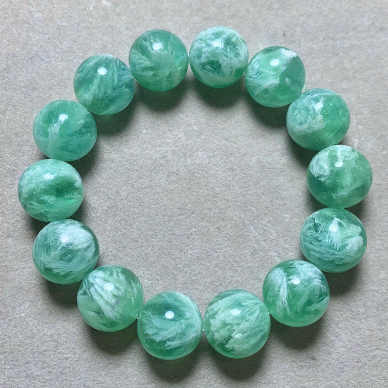 Natural Feather Fluorite Single-Strand Bracelet