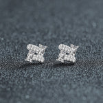 S925 sterling silver rectangular moissanite stud earrings