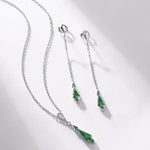 S925 Sterling Silver Green Moss Gemstone Necklace