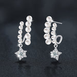 French elegance S925 sterling silver moissanite five-pointed star double-row pearl stud earrings