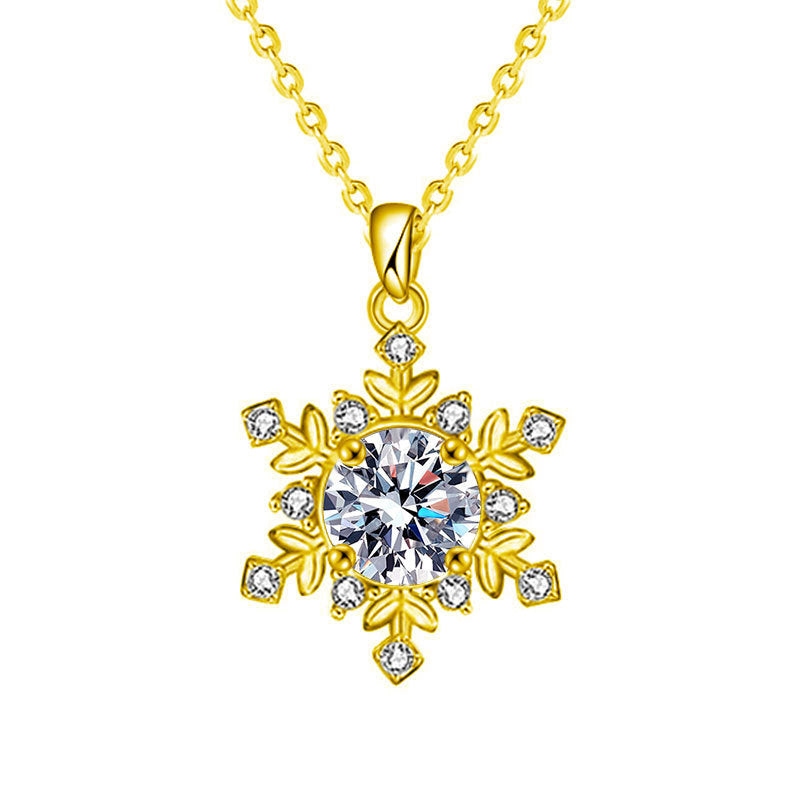 S925 Sterling Silver Moissanite Snowflake Necklace