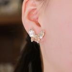 S925 Sterling Silver Gold-Plated Butterfly Zircon Earrings