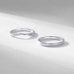 S925 Sterling Silver Feather Double Ring Two-Piece Ring Set