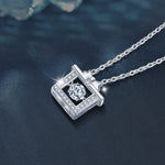 S925 Sterling Silver Moissanite Bow Gift Box Pendant Necklace