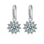 925 Sterling Silver Sunflower Moissanite Hook Earrings