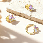 S925 Sterling Silver Purple Zircon Stud Earrings(Single unit)