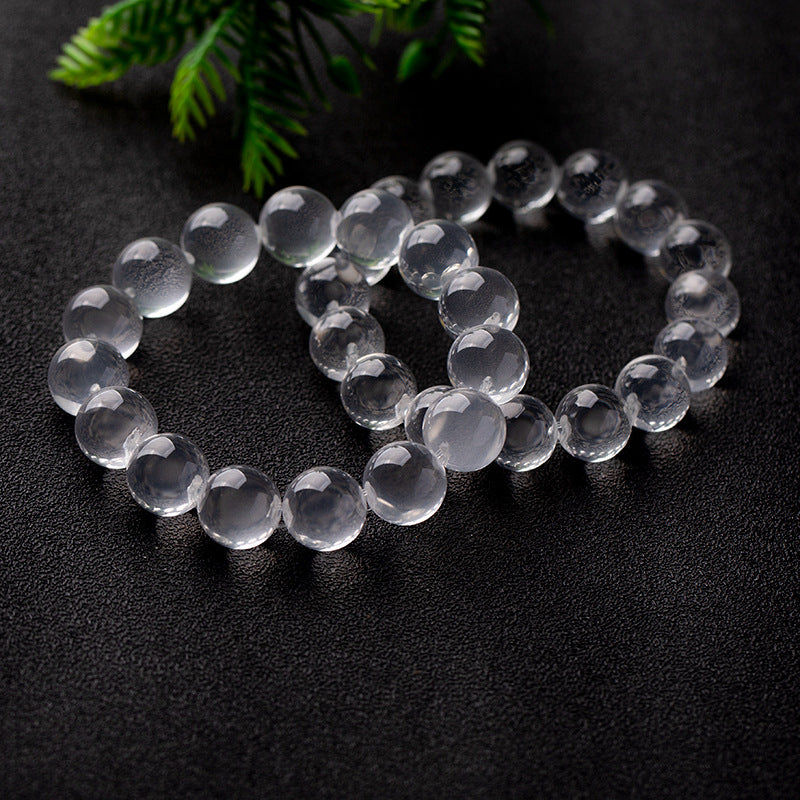 Natural Grade Clear Ice-Texture White Crystal Bracelet