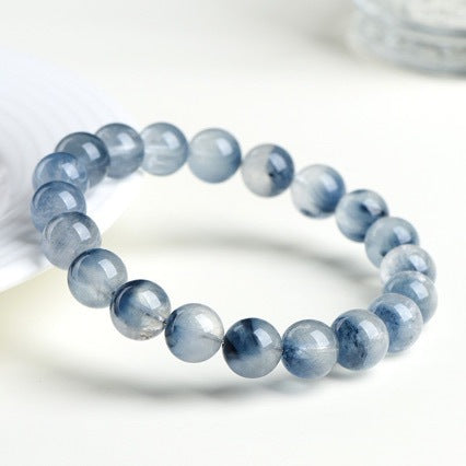 Natural Blue Rabbit Fur Quartz Bead Bracelet