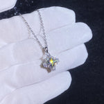 S925 Sterling Silver Moissanite Four Pointed Stars Pendant Necklace