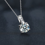 S925 Sterling Silver Moissanite Classic Four-Claw Pendant Necklace