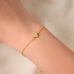 S925 Sterling Silver Electroplated 14K Gold Heart Shaped Love Bracelet