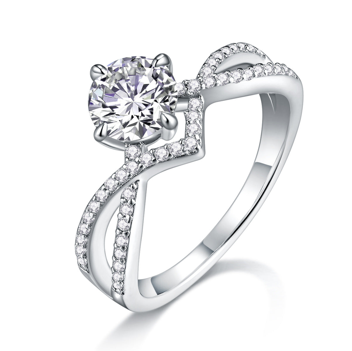 S925 Silver Moissanite Solid-Band Ring