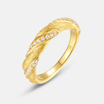S925 Sterling Silver Gold-Plated Twist Zircon Ring