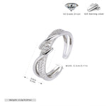 Minimalist style zircon-set open-style index finger ring, S925 sterling silver, intertwined design, understated luxury