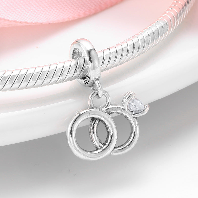 S925 Sterling Silver Wedding Ring Zircon Pendant